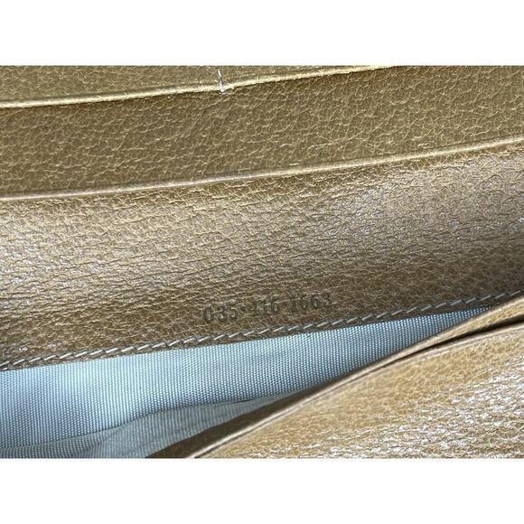 GUCCI Vintage Leather Long Wallet Golden Brown Gold Hardware Classic - Picture 9 of 11